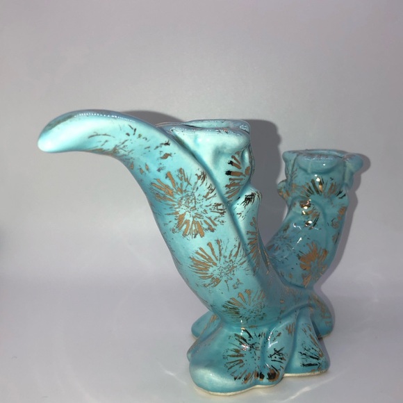 Vintage MCM Ornate Japanese Candle Stick Holder Ceramic Hand Painted Gold - Picture 10 of 13